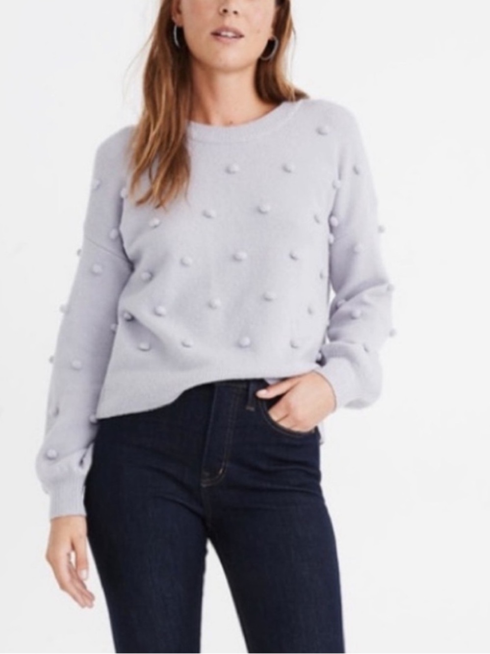Madewell Lilac Bobble Crewneck Sweater